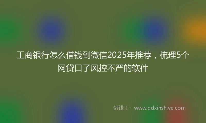 工商银行怎么借钱到微信2025年推荐，梳理5个网贷口子风控不严的软件