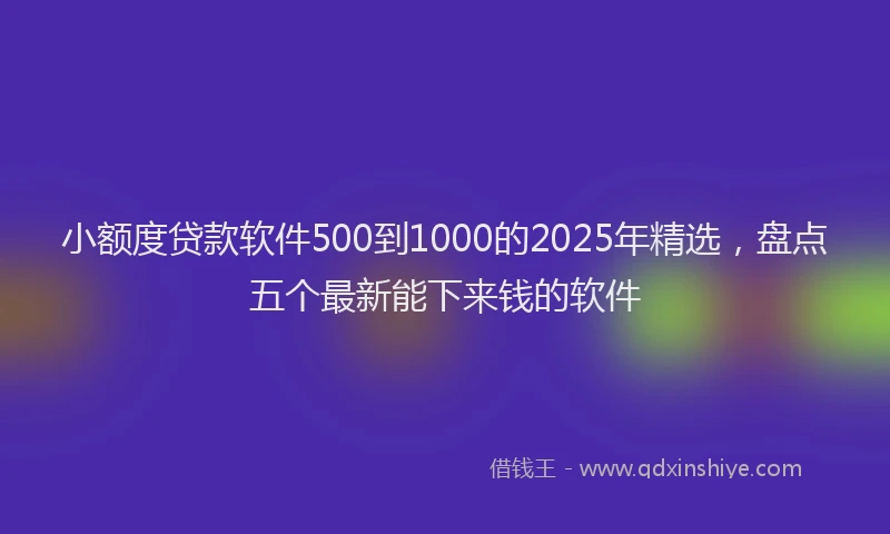 小额度贷款软件500到1000的2025年精选，盘点五个最新能下来钱的软件