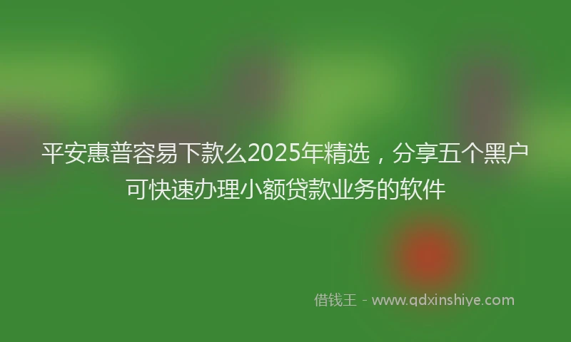 平安惠普容易下款么2025年精选，分享五个黑户可快速办理小额贷款业务的软件