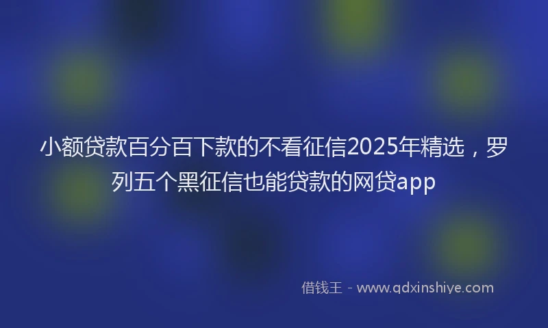 小额贷款百分百下款的不看征信2025年精选，罗列五个黑征信也能贷款的网贷app