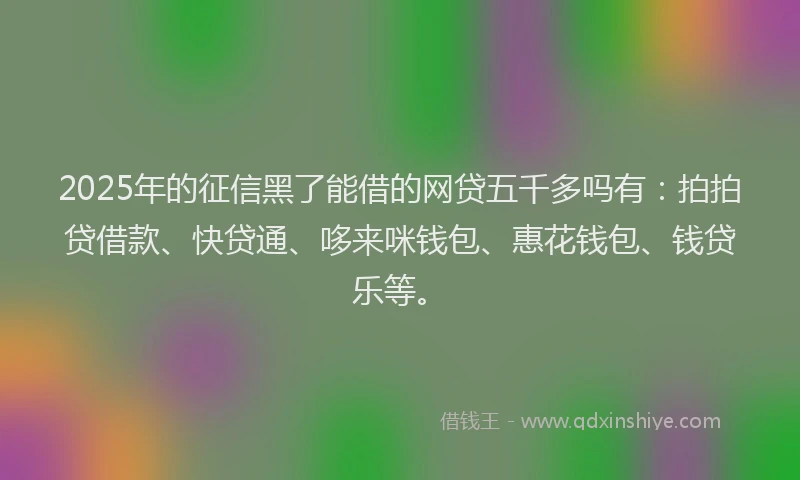 2025年的征信黑了能借的网贷五千多吗有：拍拍贷借款、快贷通、哆来咪钱包、惠花钱包、钱贷乐等。