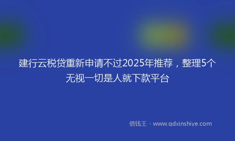 建行云税贷重新申请不过2025年推荐，整理5个无视一切是人就下款平台