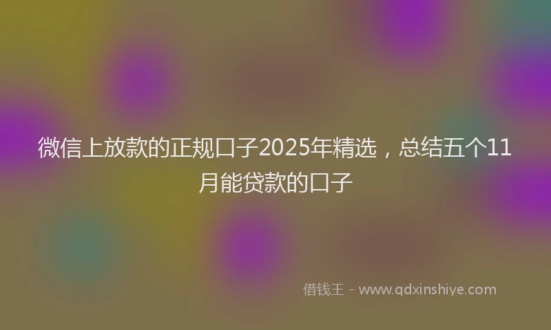 微信上放款的正规口子2025年精选，总结五个11月能贷款的口子