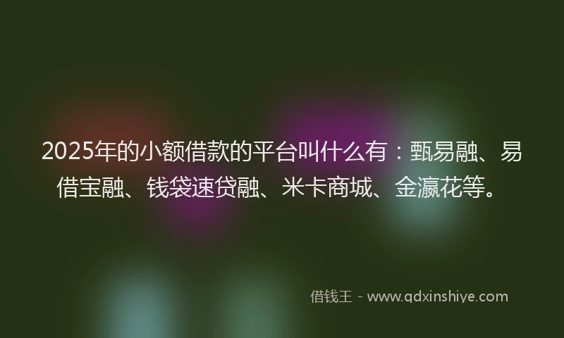 2025年的小额借款的平台叫什么有：甄易融、易借宝融、钱袋速贷融、米卡商城、金瀛花等。