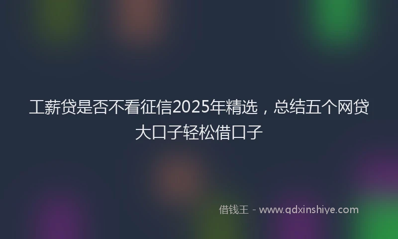 工薪贷是否不看征信2025年精选，总结五个网贷大口子轻松借口子