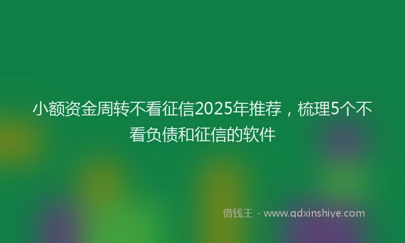 小额资金周转不看征信2025年推荐，梳理5个不看负债和征信的软件