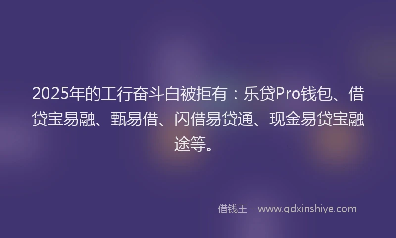 2025年的工行奋斗白被拒有：乐贷Pro钱包、借贷宝易融、甄易借、闪借易贷通、现金易贷宝融途等。