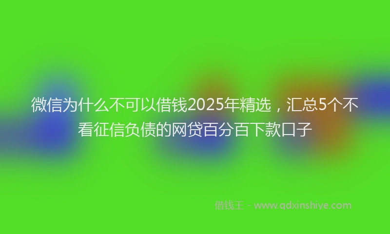 微信为什么不可以借钱2025年精选，汇总5个不看征信负债的网贷百分百下款口子