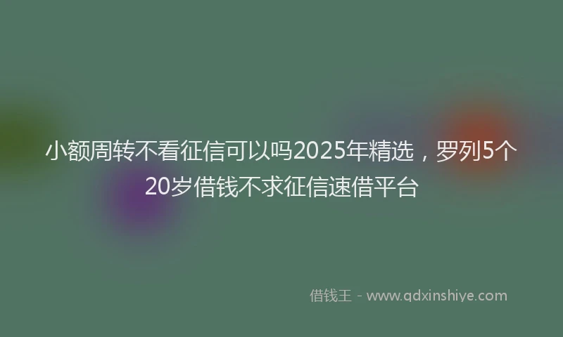 小额周转不看征信可以吗2025年精选，罗列5个20岁借钱不求征信速借平台