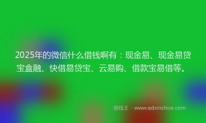 2025年的微信什么借钱啊有：现金易、现金易贷宝盒融、快借易贷宝、云易购、借款宝易借等。
