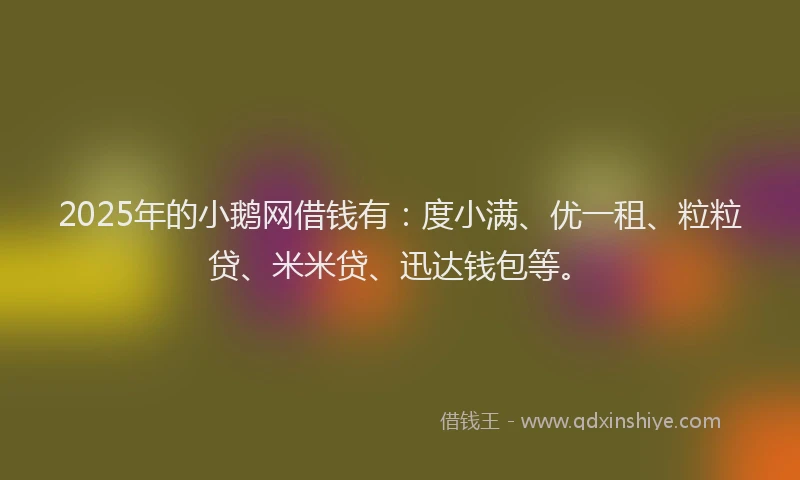 2025年的小鹅网借钱有：度小满、优一租、粒粒贷、米米贷、迅达钱包等。