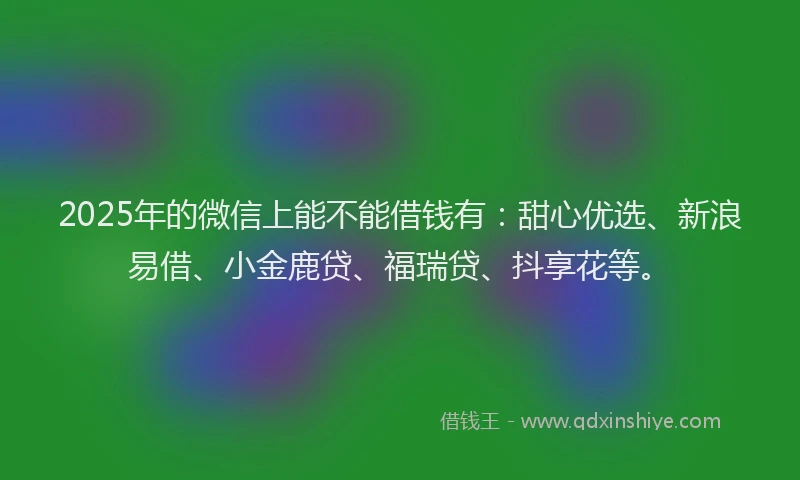 2025年的微信上能不能借钱有：甜心优选、新浪易借、小金鹿贷、福瑞贷、抖享花等。