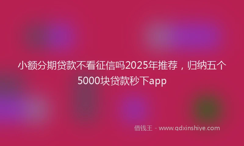 小额分期贷款不看征信吗2025年推荐，归纳五个5000块贷款秒下app