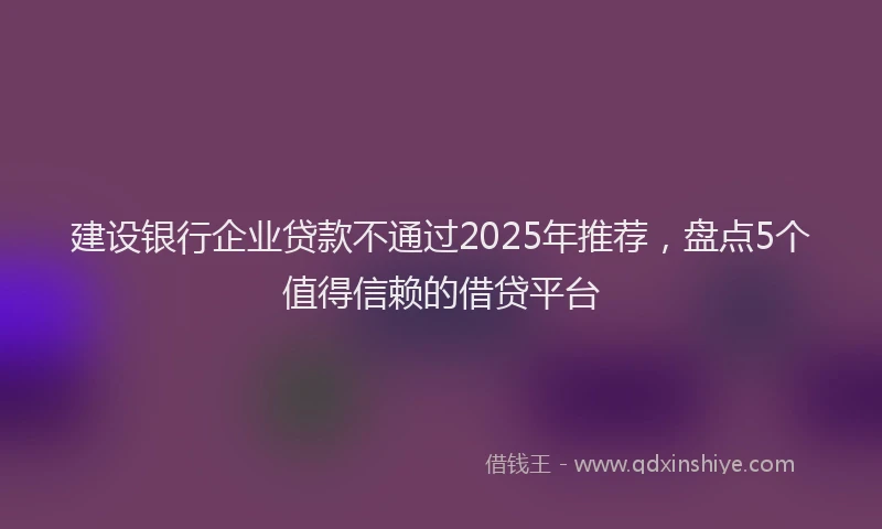 建设银行企业贷款不通过2025年推荐，盘点5个值得信赖的借贷平台