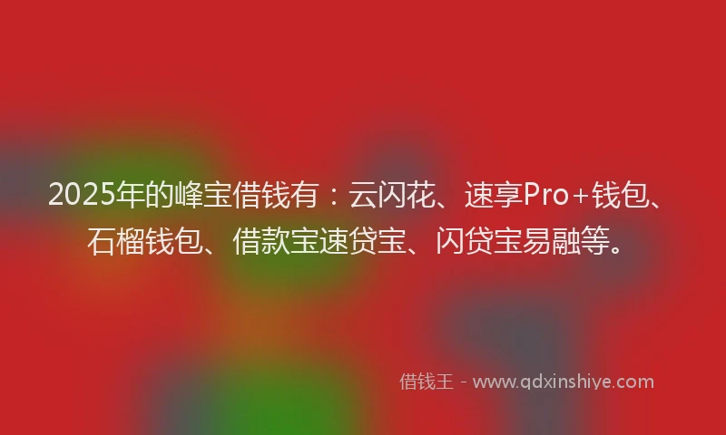 2025年的峰宝借钱有：云闪花、速享Pro+钱包、石榴钱包、借款宝速贷宝、闪贷宝易融等。