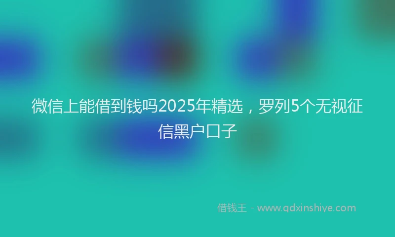 微信上能借到钱吗2025年精选，罗列5个无视征信黑户口子