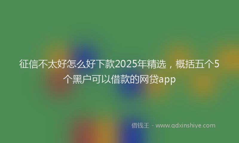 征信不太好怎么好下款2025年精选，概括五个5个黑户可以借款的网贷app
