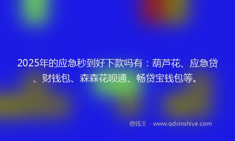 2025年的应急秒到好下款吗有：葫芦花、应急贷、财钱包、森森花呗通、畅贷宝钱包等。