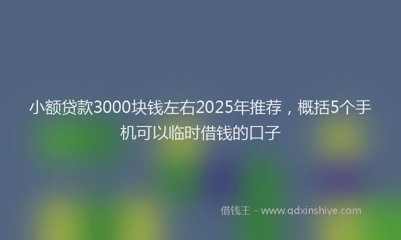 小额贷款3000块钱左右2025年推荐，概括5个手机可以临时借钱的口子