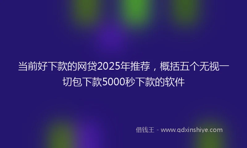 当前好下款的网贷2025年推荐，概括五个无视一切包下款5000秒下款的软件