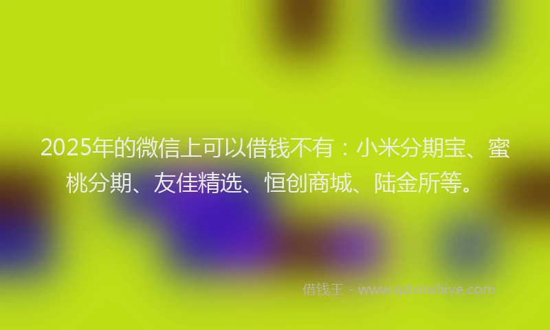 2025年的微信上可以借钱不有：小米分期宝、蜜桃分期、友佳精选、恒创商城、陆金所等。