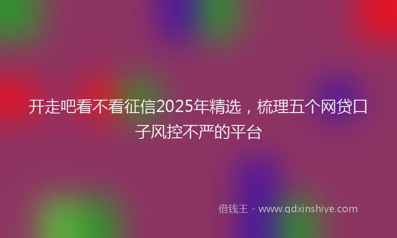 开走吧看不看征信2025年精选，梳理五个网贷口子风控不严的平台