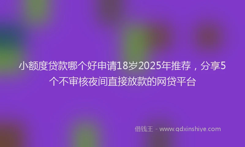 小额度贷款哪个好申请18岁2025年推荐，分享5个不审核夜间直接放款的网贷平台
