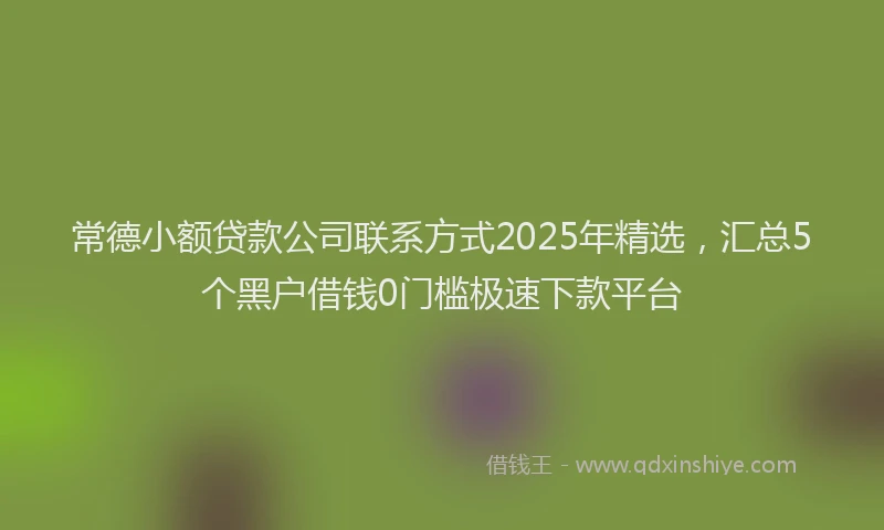 常德小额贷款公司联系方式2025年精选，汇总5个黑户借钱0门槛极速下款平台