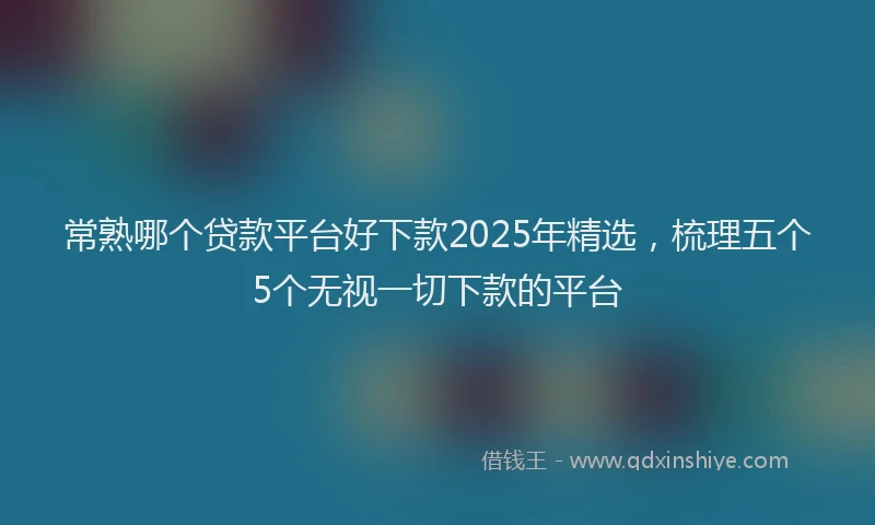 常熟哪个贷款平台好下款2025年精选，梳理五个5个无视一切下款的平台
