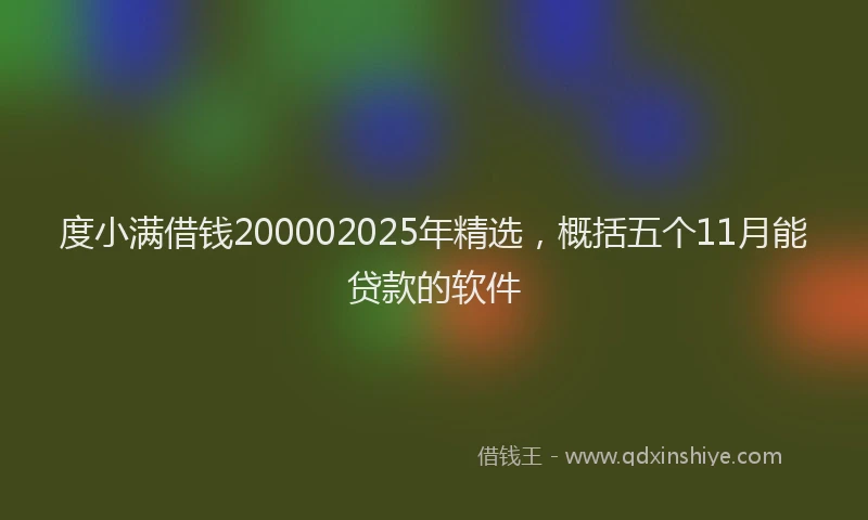 度小满借钱200002025年精选，概括五个11月能贷款的软件