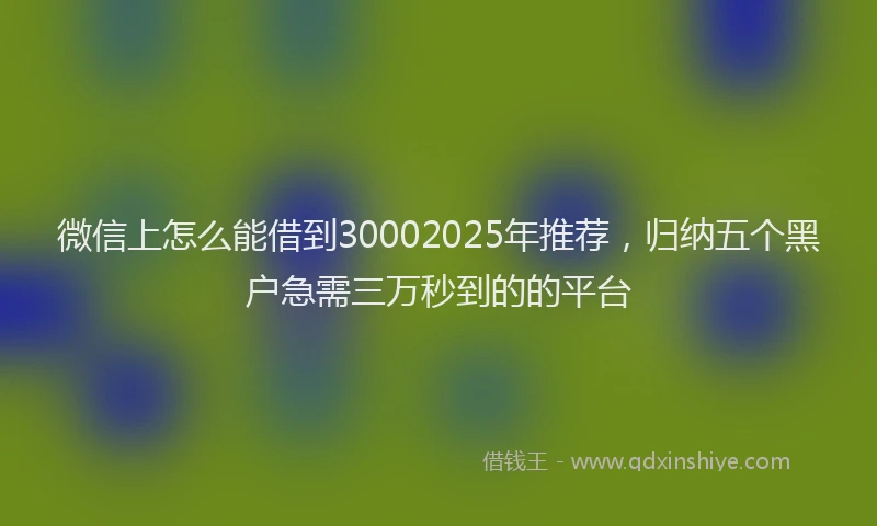 微信上怎么能借到30002025年推荐，归纳五个黑户急需三万秒到的的平台