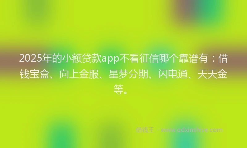 2025年的小额贷款app不看征信哪个靠谱有：借钱宝盒、向上金服、星梦分期、闪电通、天天金等。