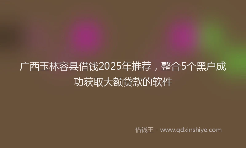 广西玉林容县借钱2025年推荐，整合5个黑户成功获取大额贷款的软件
