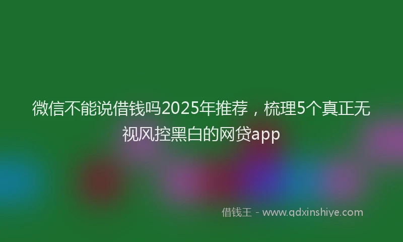 微信不能说借钱吗2025年推荐，梳理5个真正无视风控黑白的网贷app