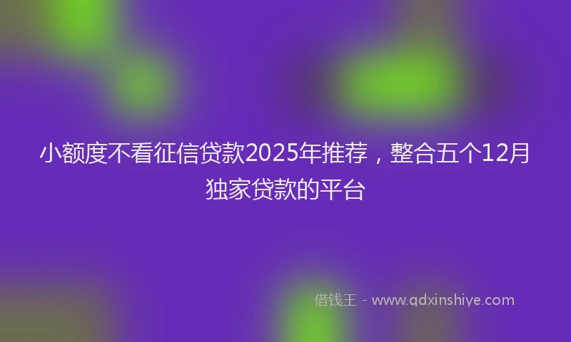 小额度不看征信贷款2025年推荐，整合五个12月独家贷款的平台