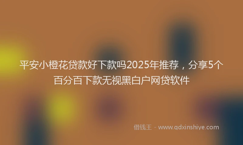 平安小橙花贷款好下款吗2025年推荐，分享5个百分百下款无视黑白户网贷软件