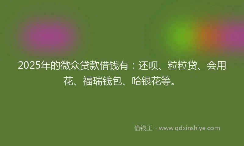 2025年的微众贷款借钱有：还呗、粒粒贷、会用花、福瑞钱包、哈银花等。