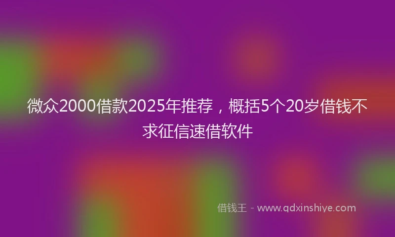 微众2000借款2025年推荐，概括5个20岁借钱不求征信速借软件