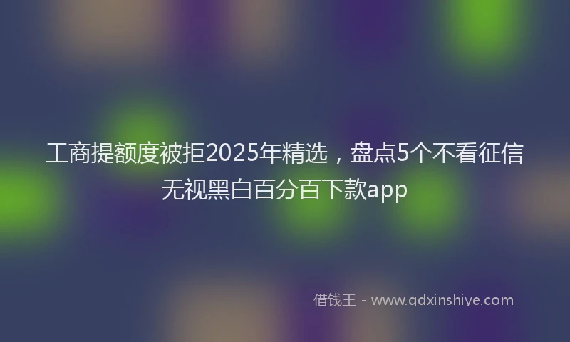 工商提额度被拒2025年精选，盘点5个不看征信无视黑白百分百下款app