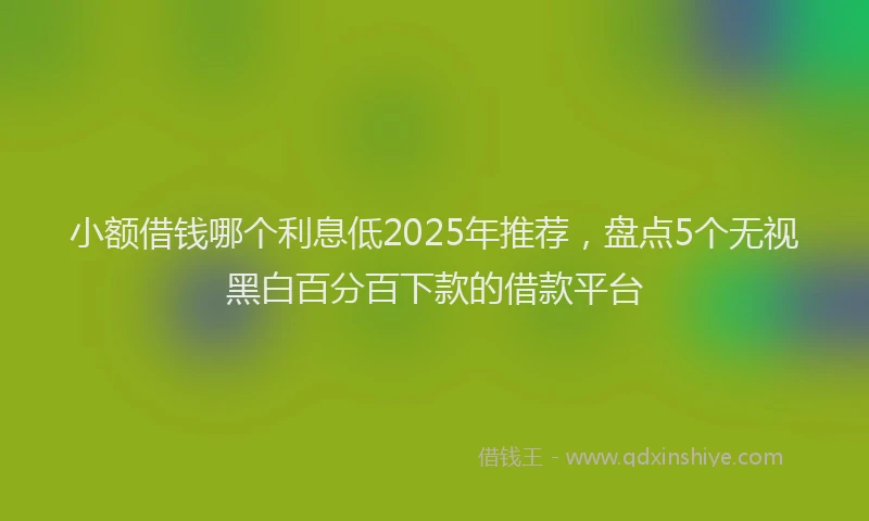小额借钱哪个利息低2025年推荐，盘点5个无视黑白百分百下款的借款平台