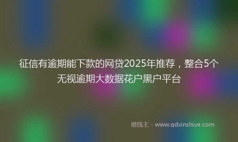 征信有逾期能下款的网贷2025年推荐，整合5个无视逾期大数据花户黑户平台