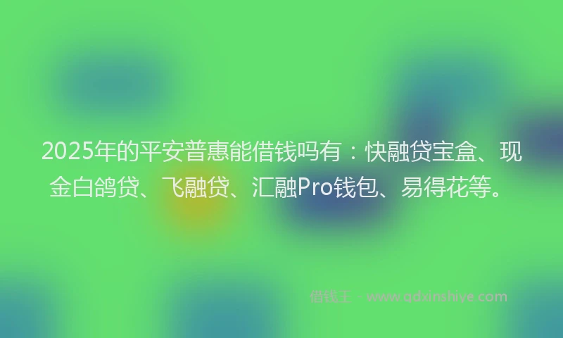 2025年的平安普惠能借钱吗有：快融贷宝盒、现金白鸽贷、飞融贷、汇融Pro钱包、易得花等。