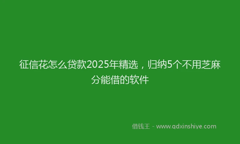 征信花怎么贷款2025年精选，归纳5个不用芝麻分能借的软件