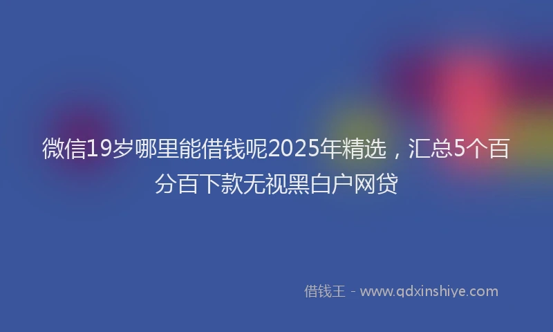 微信19岁哪里能借钱呢2025年精选，汇总5个百分百下款无视黑白户网贷