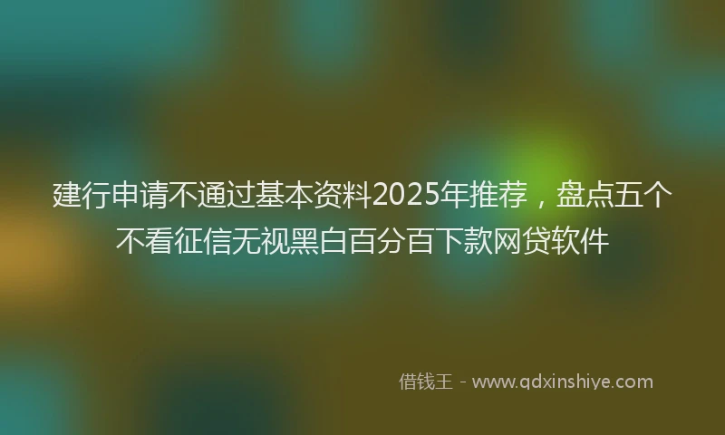 建行申请不通过基本资料2025年推荐，盘点五个不看征信无视黑白百分百下款网贷软件