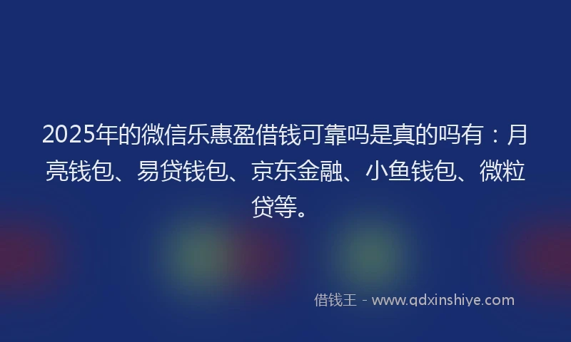 2025年的微信乐惠盈借钱可靠吗是真的吗有：月亮钱包、易贷钱包、京东金融、小鱼钱包、微粒贷等。