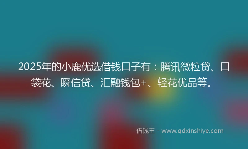 2025年的小鹿优选借钱口子有：腾讯微粒贷、口袋花、瞬信贷、汇融钱包+、轻花优品等。