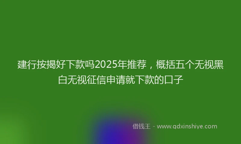 建行按揭好下款吗2025年推荐，概括五个无视黑白无视征信申请就下款的口子