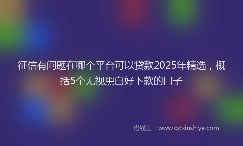 征信有问题在哪个平台可以贷款2025年精选，概括5个无视黑白好下款的口子