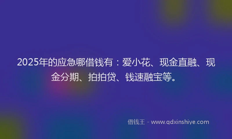2025年的应急哪借钱有：爱小花、现金直融、现金分期、拍拍贷、钱速融宝等。